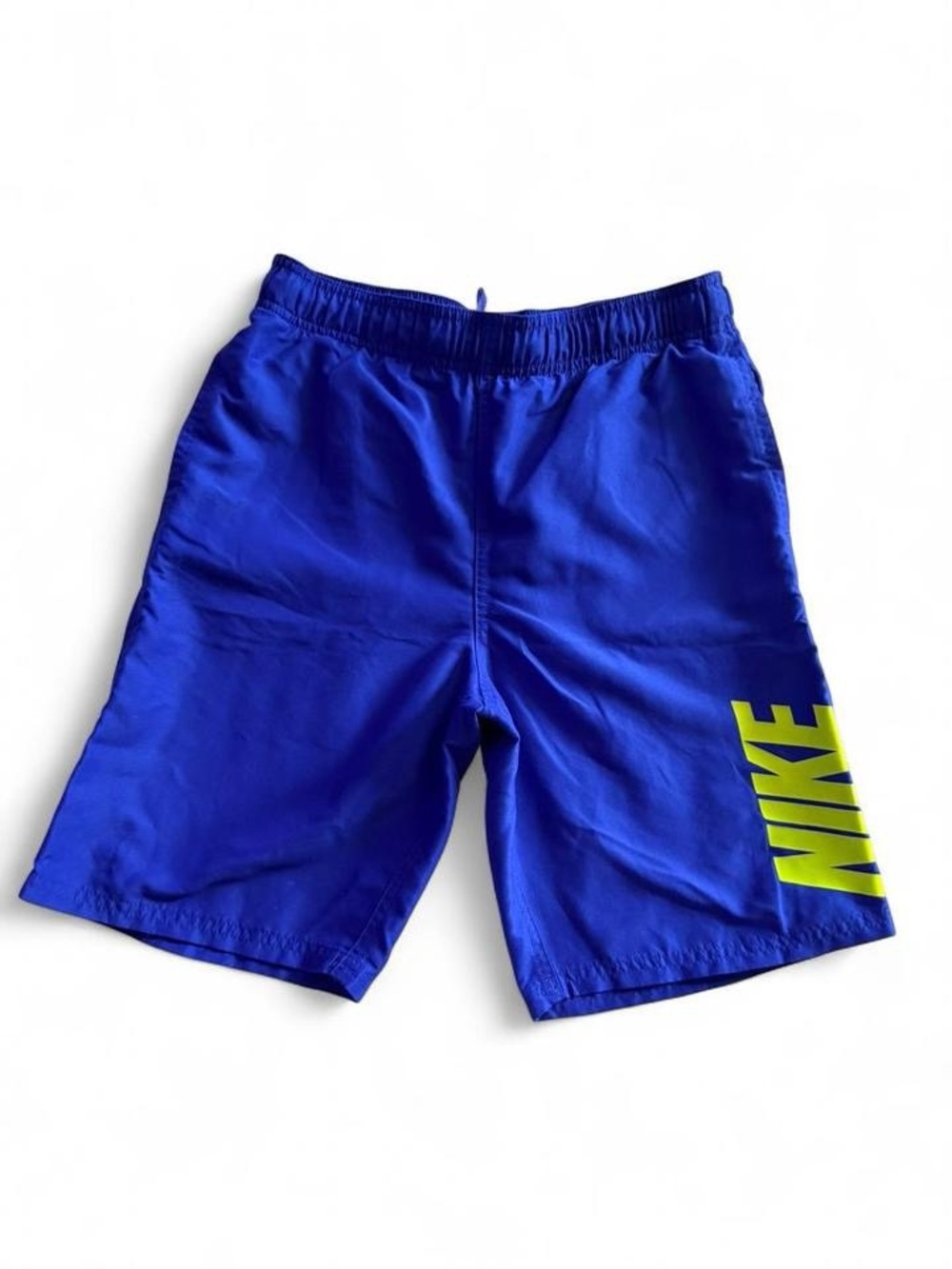 Nike Boys Blue Swim Trunks Size L (11-13) Neon Logo Liner Removed